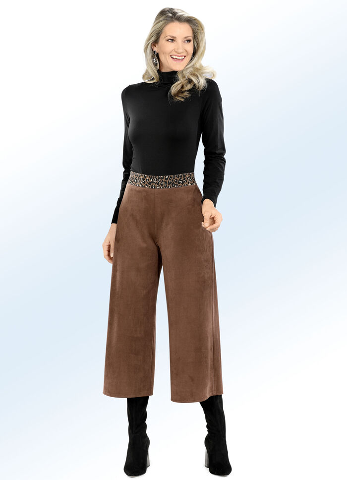 Weich fließende Culotte in Wildleder-Optik COGNAC