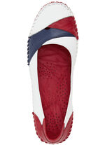 Gemini, klassische Damen-Slipper, Weite G, mit herausnehmbarem Fussbett WEISS-ROT-MARINE