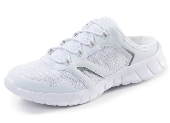 Sportlicher Damen-Sabot, mit herausnehmbarem Fussbett WEISS