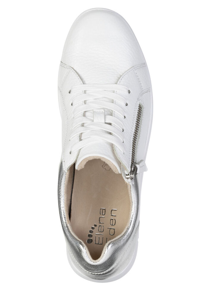 ELENA EDEN, bequeme Damen-Sneaker, Weite G, mit herausnehmbarem Fussbett WEISS-SILBER