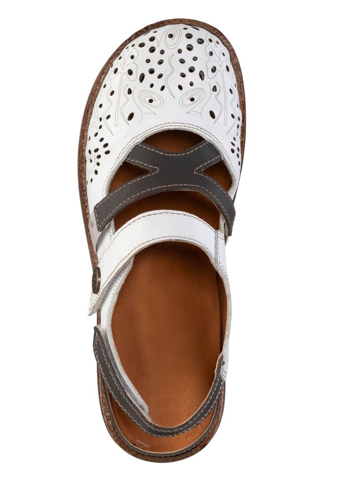 ELENA EDEN Slipper aus teilweise gepr&auml;gtem Nappaleder WEISS-GRAU