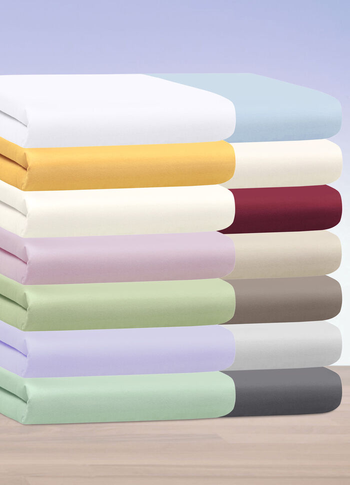 Mako-Feinjersey-Spannbetttücher und Kissenbezüge aus 100% Baumwolle WEISS