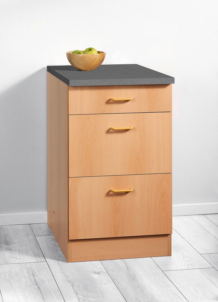 Unterschrank mit 1 Schublade und 2 Ausz&uuml;gen BUCHE