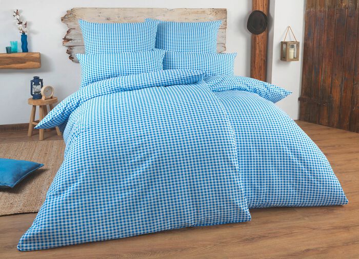 Bettw&auml;sche-Garnitur mit Reissverschluss BLAU