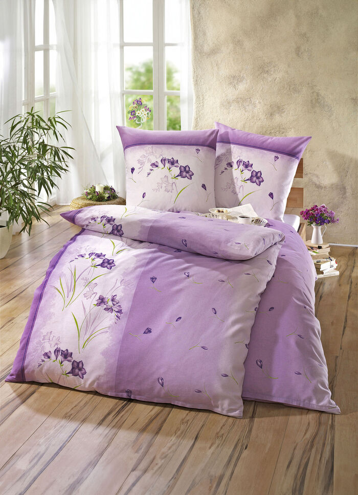 Bügelleichte DOBNIG Bettwäsche-Garnitur mit Reissverschluss FLIEDER