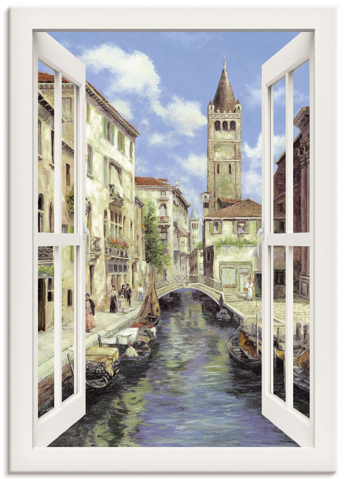 Hochwertiges Leinwandbild Venedig – mit weissem Fenster 