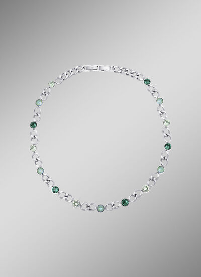 Halskette mit gr&uuml;nen Kristallen 
