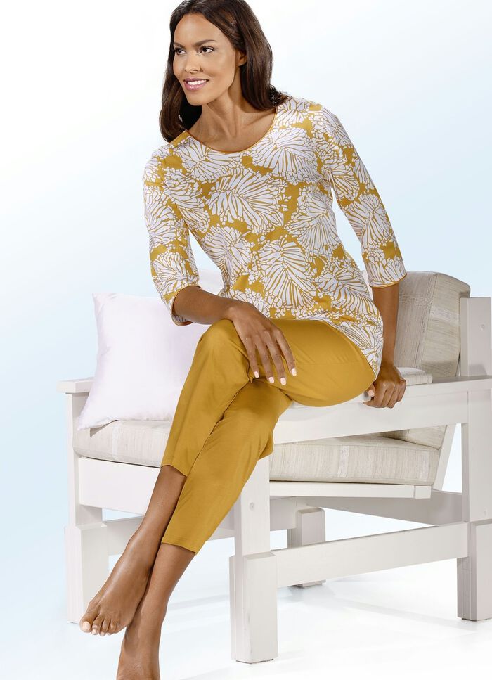 Pyjama mit Rundhals und 3/4-langen &Auml;rmeln 