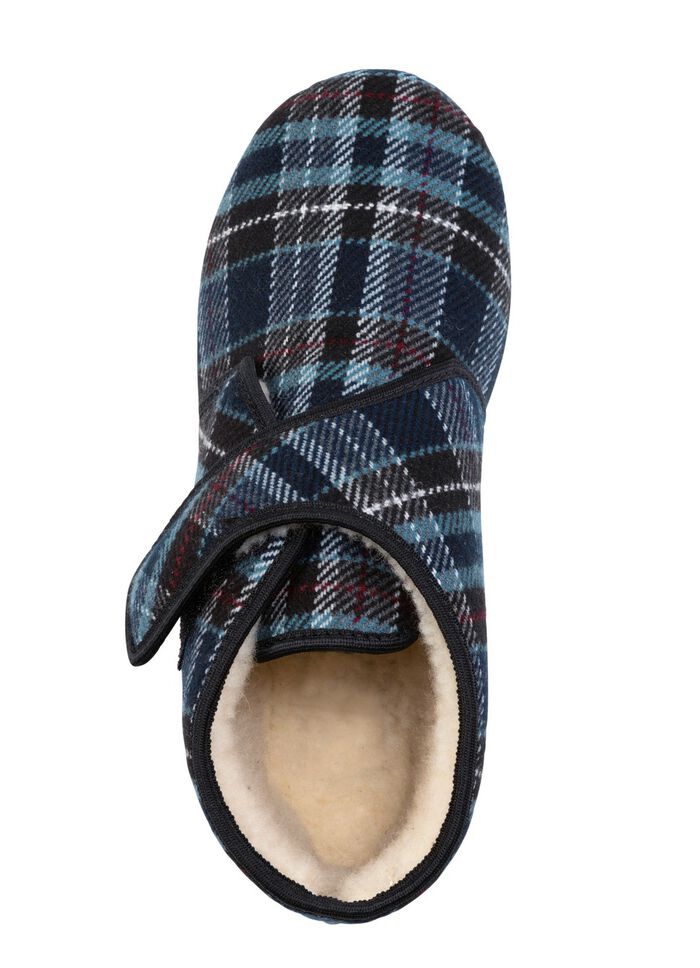 Stiefelette aus kariertem Textilmaterial BLAU