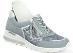 Waldl&auml;ufer, bequeme Damen-Schn&uuml;rschuhe, Weite H, mit herausnehmbarem Fussbett BLEU-MATTSILBER
