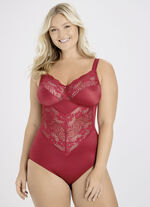 Miss Mary - Body sanft formend mit Elastikspitzeneins&auml;tzen im Vorderteil ROT
