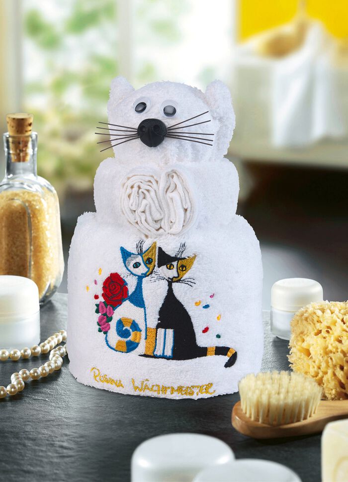 Frottier-Katze mit Motiv von der K&uuml;nstlerin Rosina Wachtmeister 