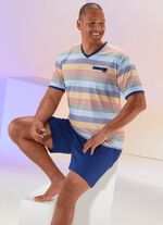 Shorty mit V-Ausschnitt und Ringeldessin 