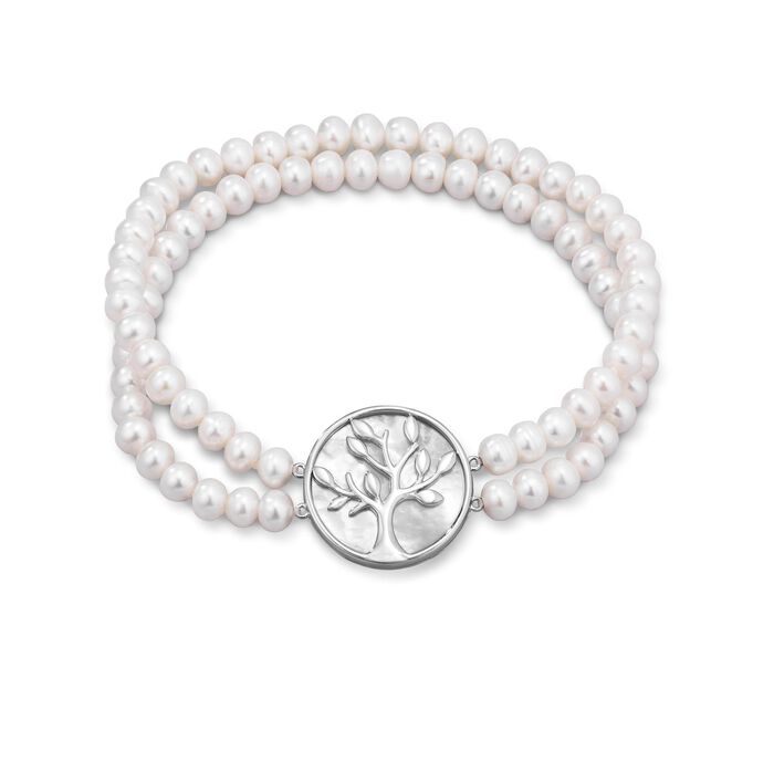 Elastisches 2-reihiges Armband mit S&uuml;sswasser-Zuchtperlen 