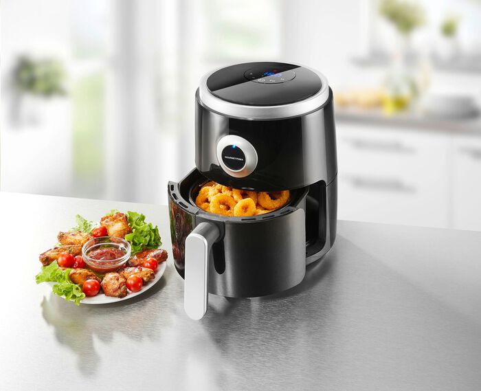 Energiesparende Heissluftfritteuse SCHWARZ-SILBER