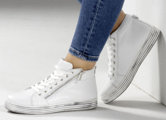 Gemini Schnür-Stiefelette mit praktischem Seitenreissverschluss WEISS