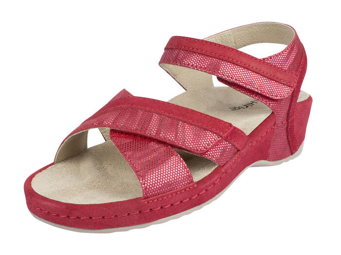 Klett-Sandalette mit Keilabsatz BEERE