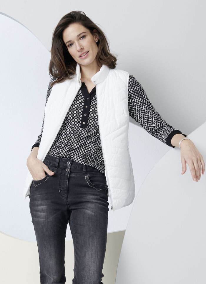 Steppweste mit Kontrastpaspelierung WEISS