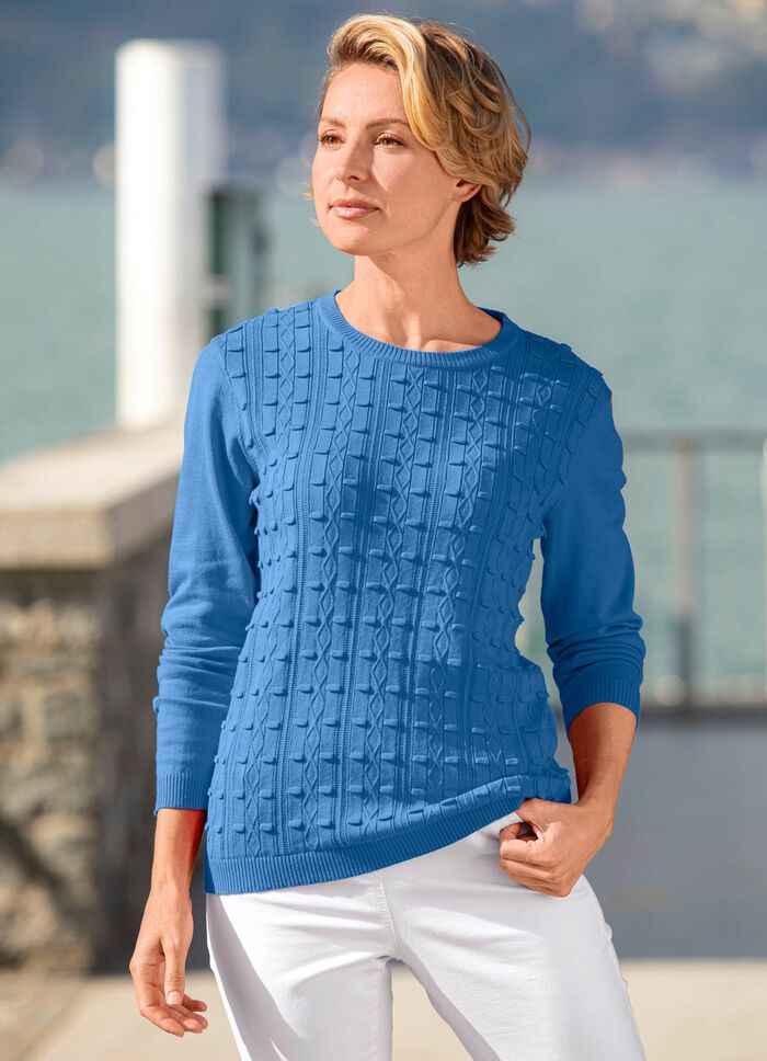 Pullover mit streckendem Strukturmuster JEANSBLAU