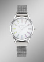 Pools-Quartz-Damenuhr mit Edelstahl-Meshband