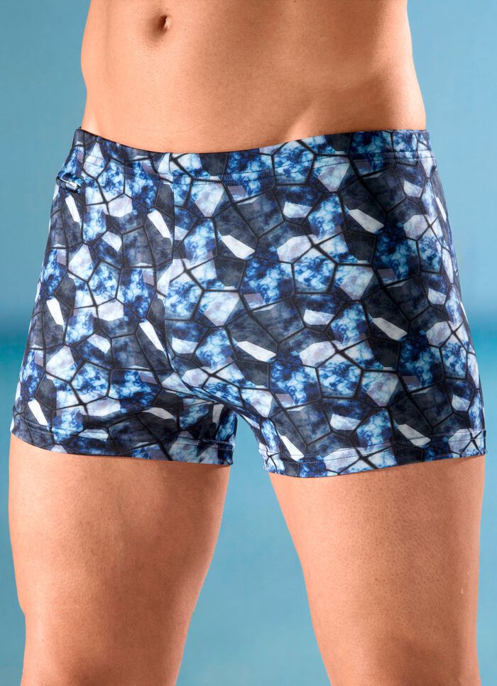 Badehose in h&ouml;herer Kastenform mit Reissverschlusstasche 