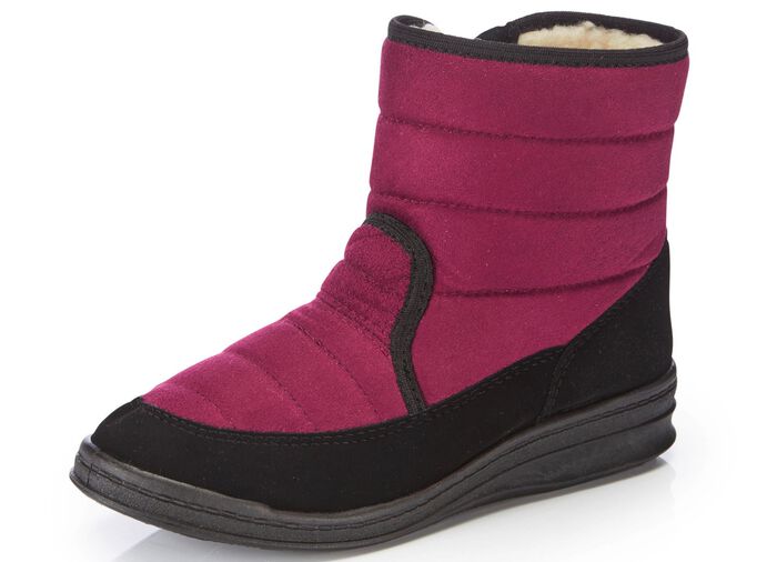 Stiefelette aus weichem, gestepptem Nubukmaterial BORDEAUX