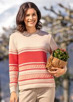 Pullover mit Ringeldessin SAND-LACHS