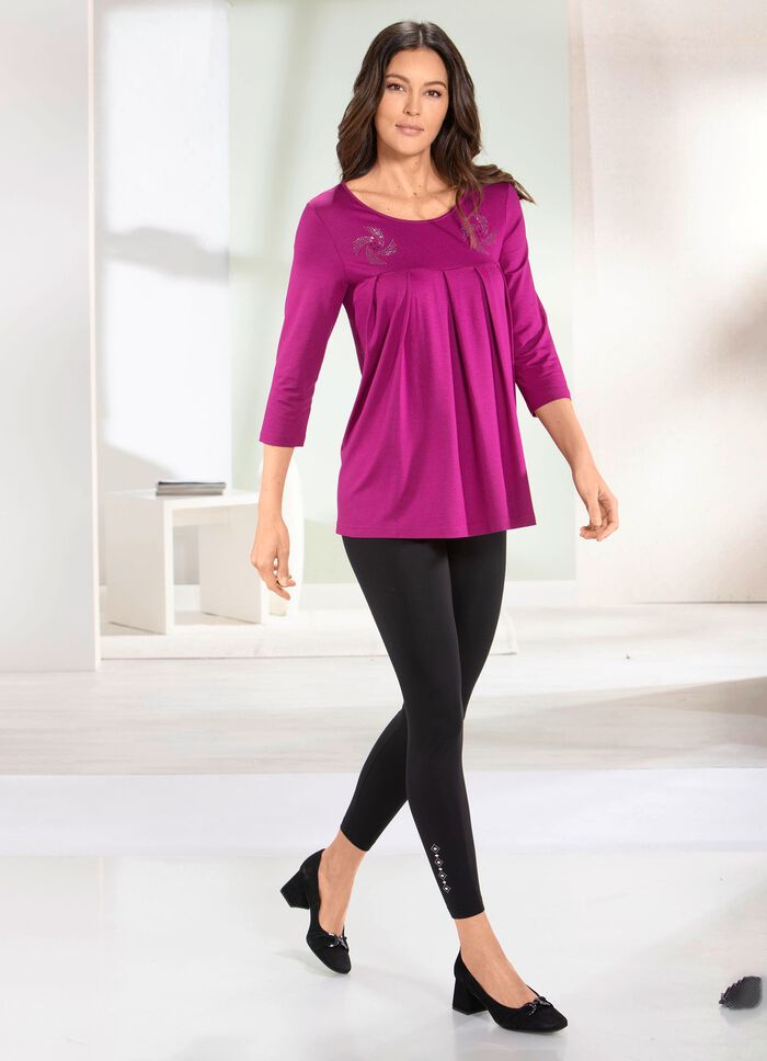 Longshirt mit Zierpl&auml;ttchen in 3 Farben FUCHSIA