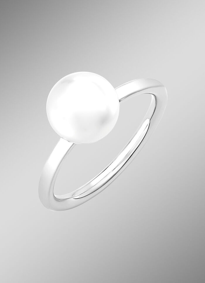 Klassischer Damenring mit Süsswasser-Zuchtperle 