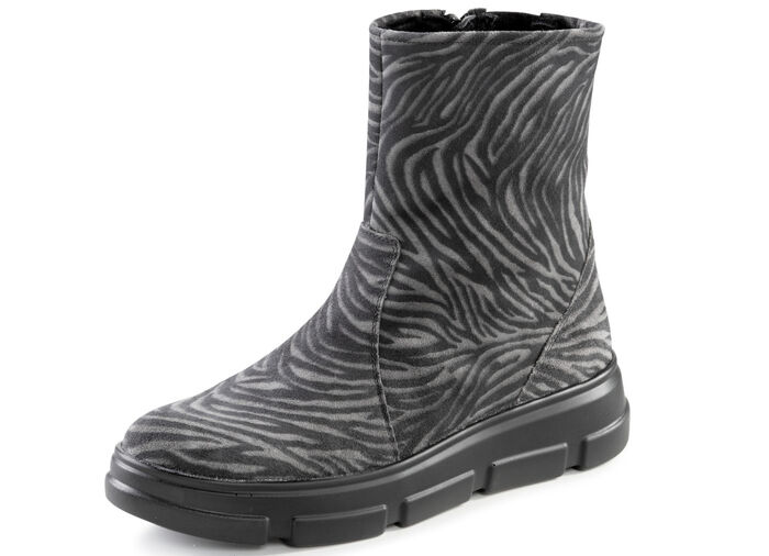 Waldläufer Stiefelette mit Zebra-Dessin SCHWARZ-GRAU