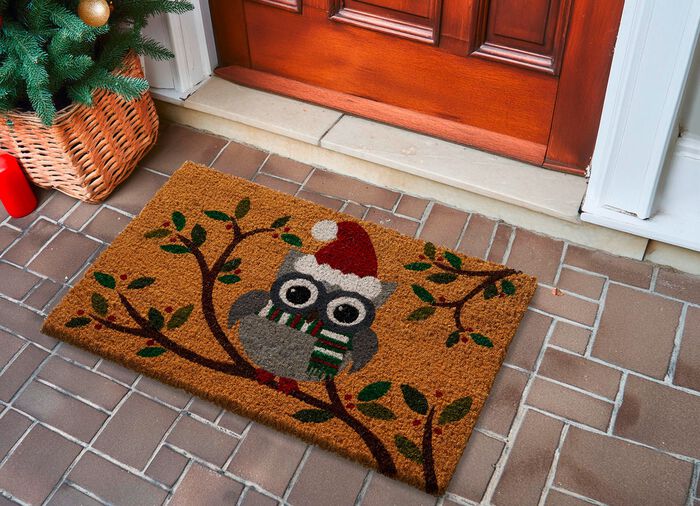 Kokos-Fussmatte mit Eulen-Motiv 