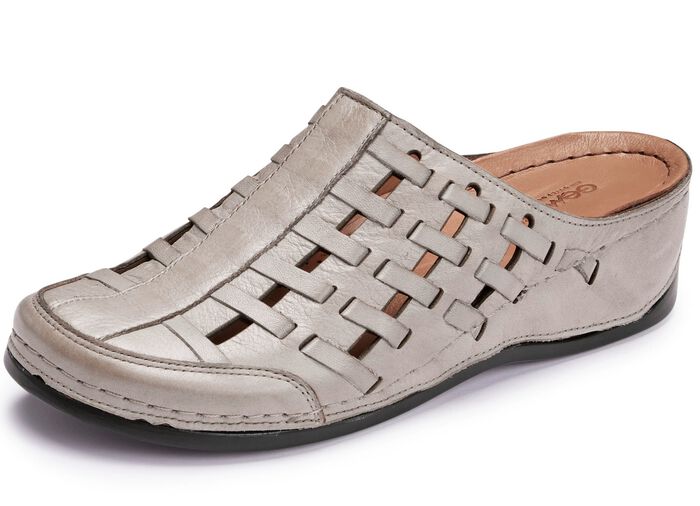 Gemini, sommerliche Damen-Clogs, Weite G, mit Gummizug TAUPE