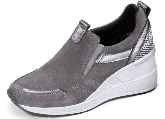 Slipper aus Rind-Veloursleder GRAU