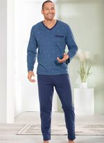 Zweierpack Schlafanz&uuml;ge mit V-Ausschnitt und offenen Abschl&uuml;ssen  