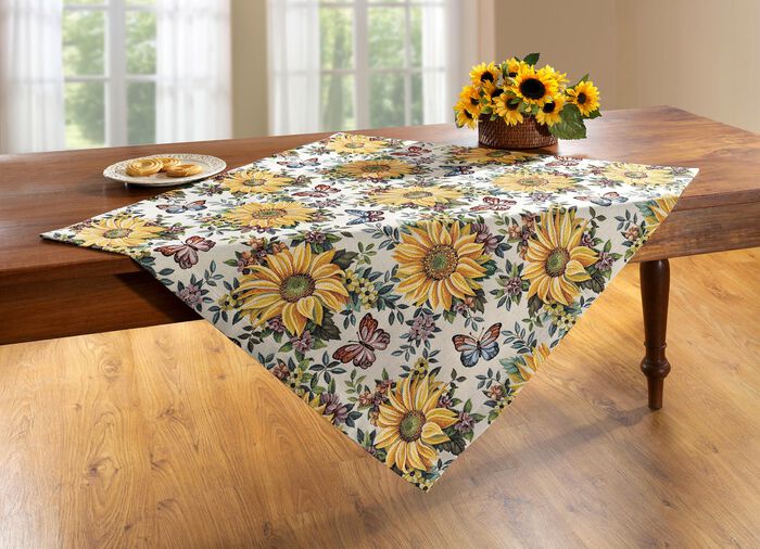 Tisch- und Raumdekoration mit Sonnenblumen-Dessin BUNT