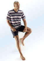 Zweierpack Shortys mit V-Ausschnitt, Brusttasche, garngef&auml;rbtem Ringeldessin 