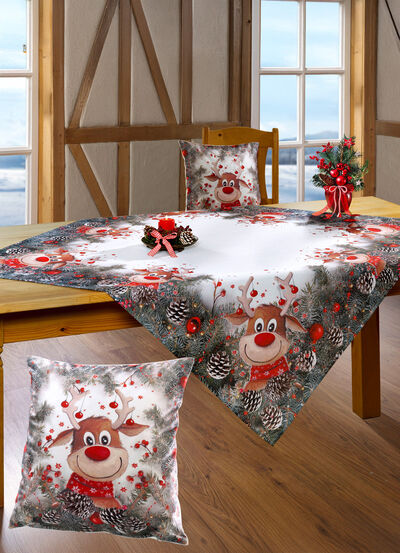 Tisch- und Raumdekoration mit witzigen Elch-Motiven 