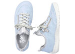 Rieker Schnürschuh aus floral bedrucktem Textilmaterial mit Metallicschimmer HELLBLAU-GRAU