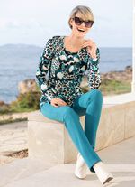 Shirt mit Allover-Druck PETROL-SCHWARZ-ECRU