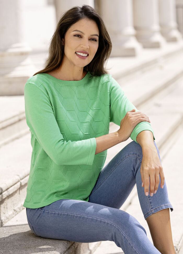 Pullover mit grafischer Struktur GRÜN