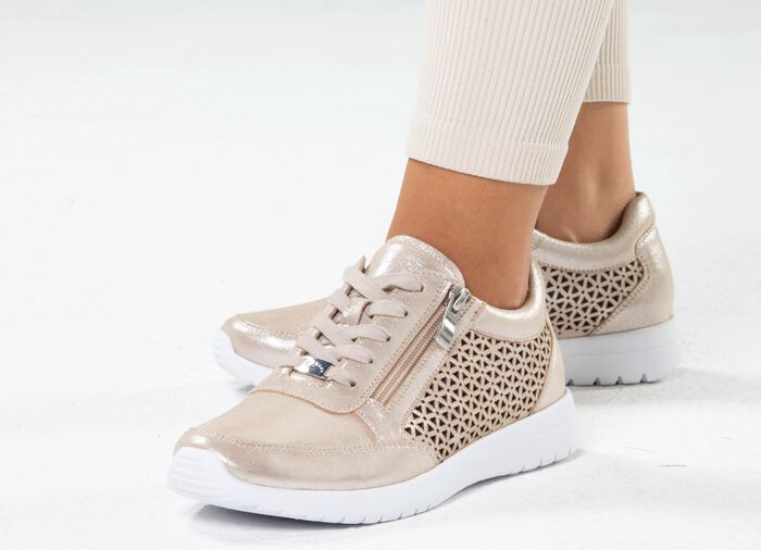 ELENA EDEN, sommerliche Damen-Sneaker, Weite G, mit herausnehmbarem Fussbett MATTGOLD