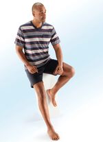 Zweierpack Shortys mit V-Ausschnitt, Brusttasche, garngef&auml;rbtem Ringeldessin 