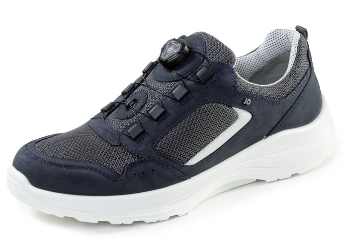 Sportliche Herren-Slipper, Weite H, mit herausnehmbares Fussbett BLAU-GRAU