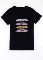 Shirt mit effektvollem Glimmer-Druck in 2 Farben SCHWARZ