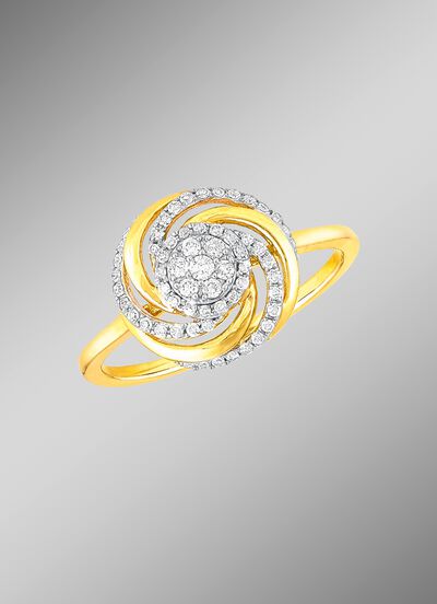 Interessanter Damenring mit 7 Brillanten und 49 Diamanten 