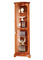 Teilmassive Eckvitrine mit gebogenen Glast&uuml;ren mit Schloss 