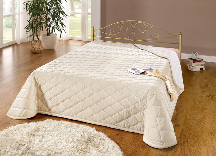 Tagesdecken und Kissenbez&uuml;ge in edler Samt-Optik CREME