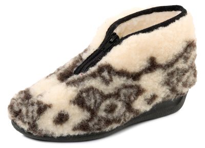 Warme Damen-Hausschuhe, mit Reissverschluss 
