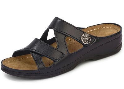 ELENA EDEN, bequeme Damen-Pantoletten, Weite G, mit Klettverschluss 