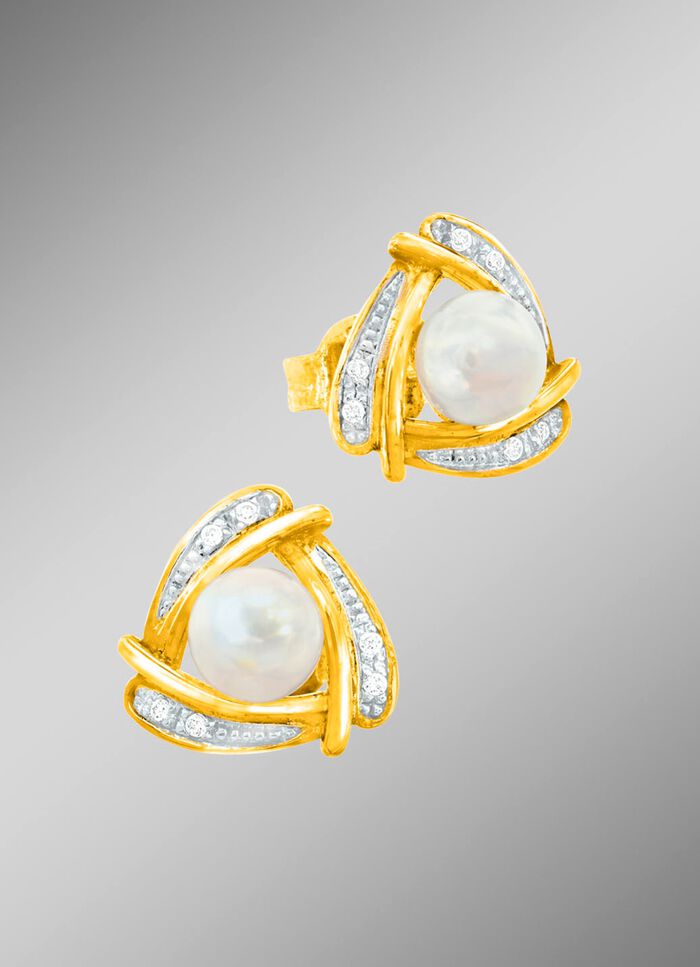 Originelle Ohrstecker mit S&uuml;sswasser-Zuchtperlen 